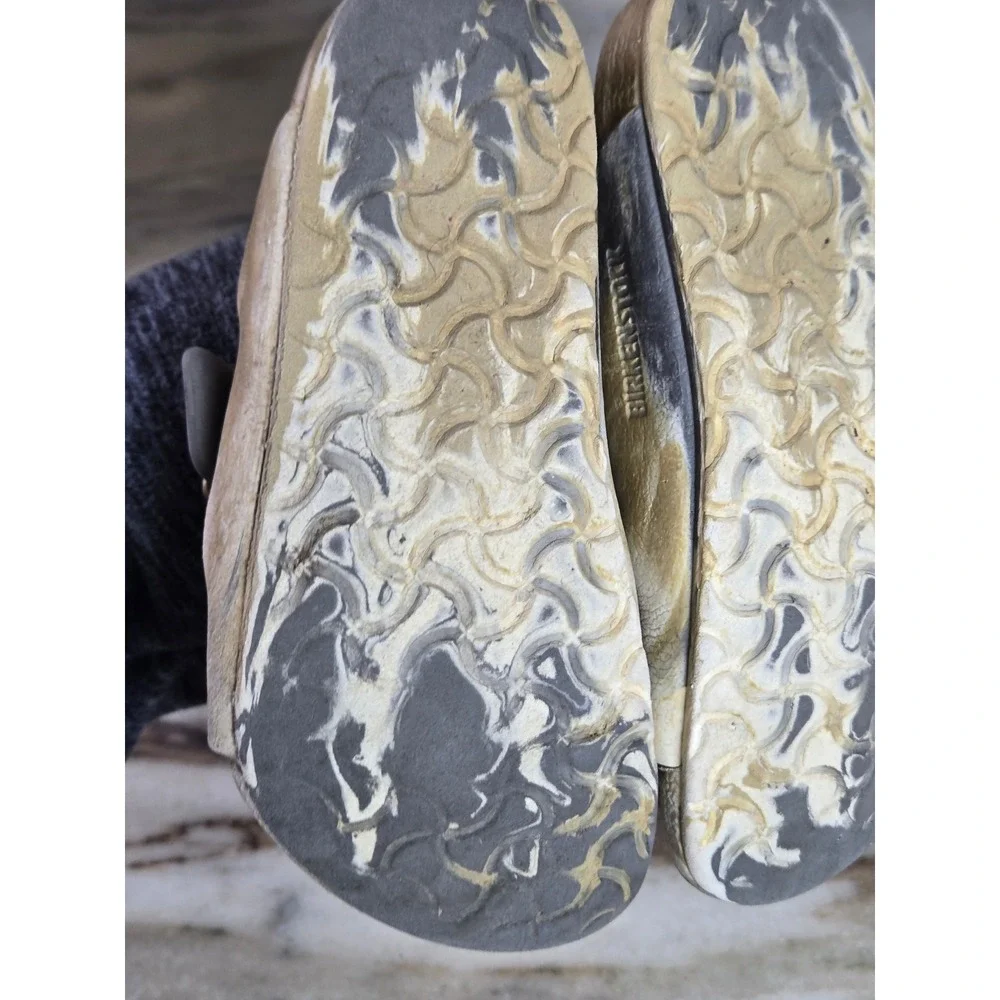 Birkenstock‎ Arizona EVA Sandals Tan Grey Marbled Two Strap Slides Size 2